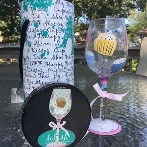 Handpainted Wine Glass - Birthday Cupcake